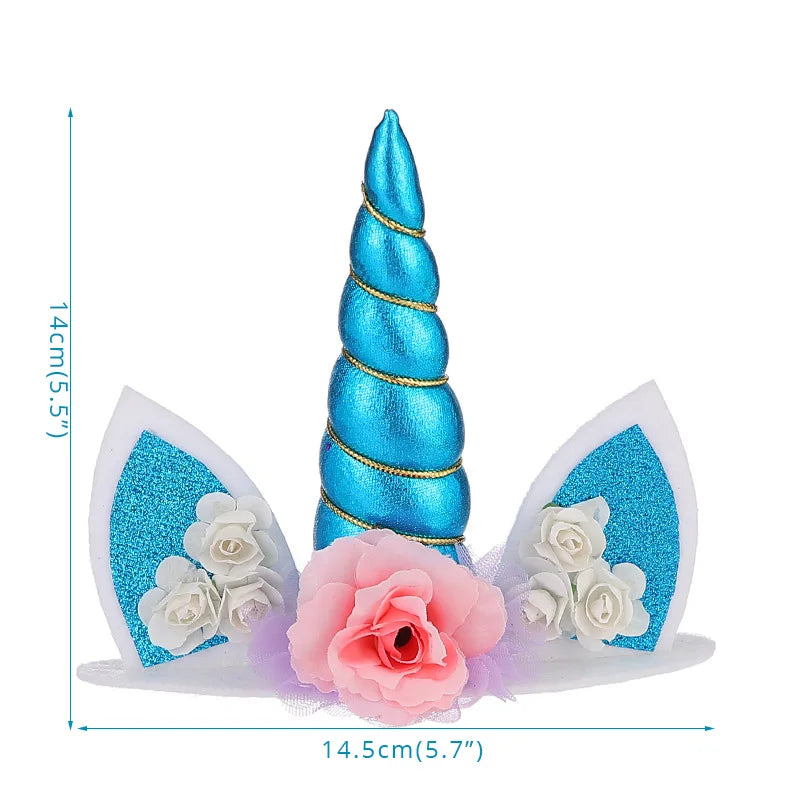 Cyuan Unicorn Birthday Cake Wings Decor Cartoon Unicorn Cake Toppers Birthday Party Decoration Kids Cupcake Wrappers Cake Topper