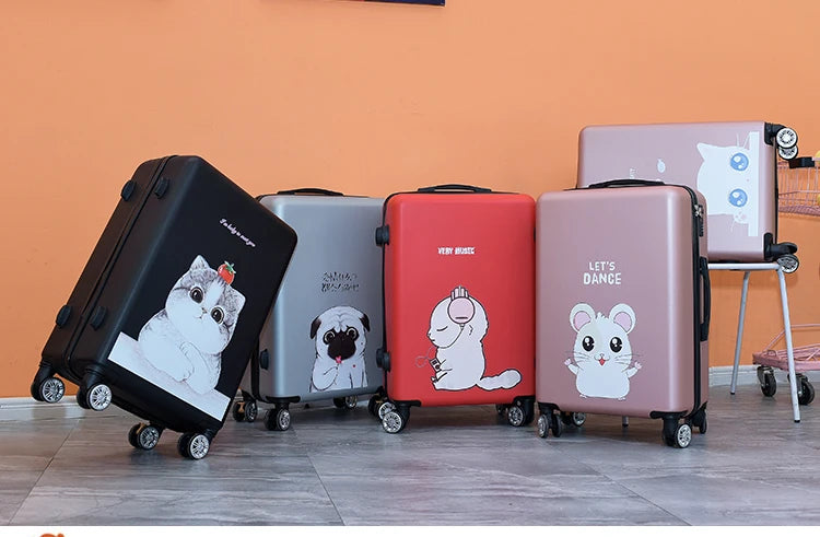 20"22"24"26"carry-on Suitcase with wheels Girl and kids pink lovely luggage travel bag trolley bags students red cute suitcases