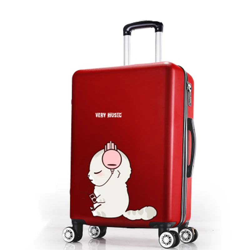 20"22"24"26"carry-on Suitcase with wheels Girl and kids pink lovely luggage travel bag trolley bags students red cute suitcases