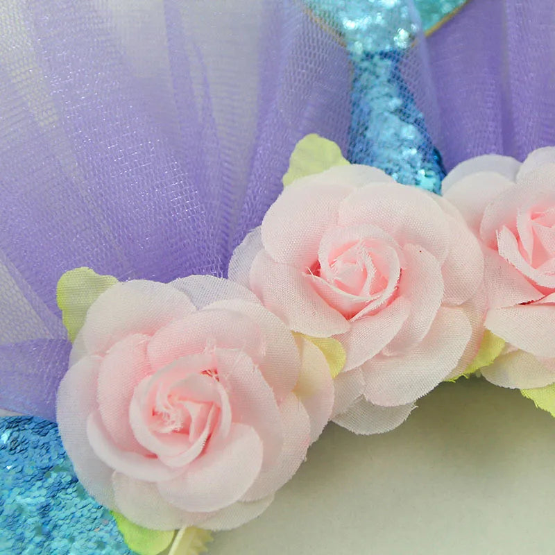 WEIGAO Little Mermaid Party Crown Headband Mermaid Tail Hat Photo Props for Girl 1st Birthday Party Mermaid Hair Accessories