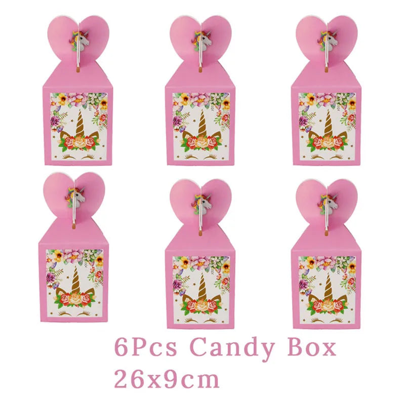 Unicorn Party Supplies Paper Popcorn Box Cookie Gift Box Bag Kids Unicorn Theme Birthday Party Decoration Baby Shower Supplies