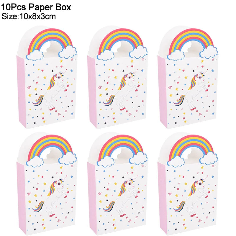 Unicorn Paper Candy Gift Bag Unicorn Party Cookie Popcorn Box for Kids Girl Birthday Party Decoration Supplies Baby Shower Favor