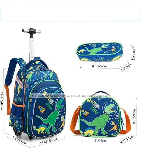 3pcs School Wheeled bag set with lunch box Kids SchooTrolley Bag wheels Wheeled backpack for boys Travel luggage Trolley Bag