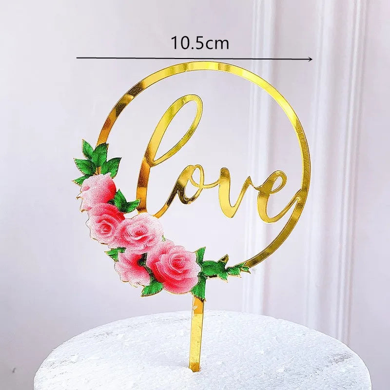 Rose Gold Birthday Party Cake Decorating Tools Happy Birthday Girl Boy Acrylic Cake Topper Baby Shower Dessert Accessories Tools