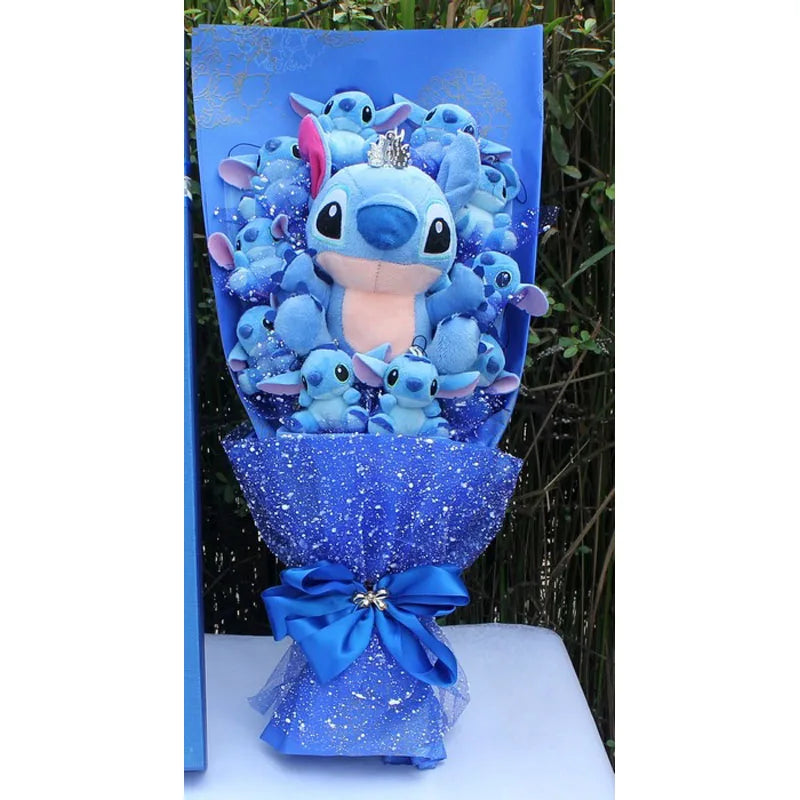 Cartoon Lilo Stitch Plush Doll Toys Rose Bouquet Gift Box Stitch Soft Stuffed Dolls Stich Plush Bouquets for Kids Birthday Gifts