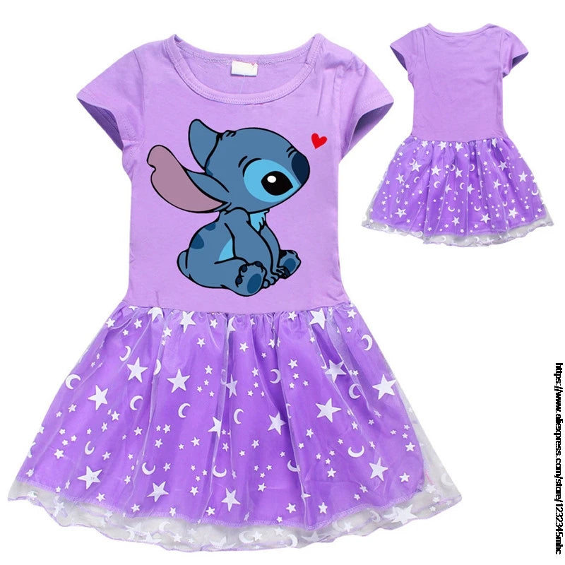 Girls Lilo And Stitch Dress Cotton Kids Dresses for Girls Party Clothes 3 To 10  Vestidos Toddler Costume Birthday Gift