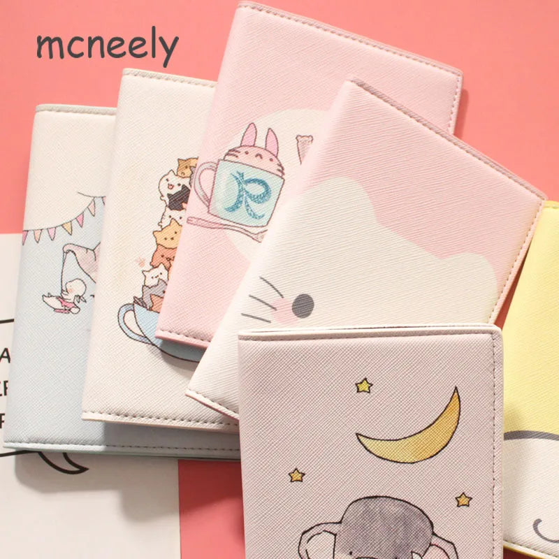 Mcneely Cartoon animals Prints Passport Holder Kids Travel Passport Cover Girls passport Case Cute boys Passport Wallet 10*14cm