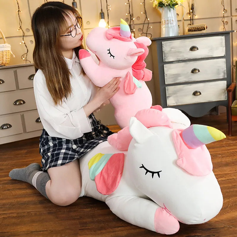 25-100CM Giant Size Unicorn Plush Toy Soft Stuffed Cartoon Unicorn Dolls Animal Horse High Quality Birthday Gift