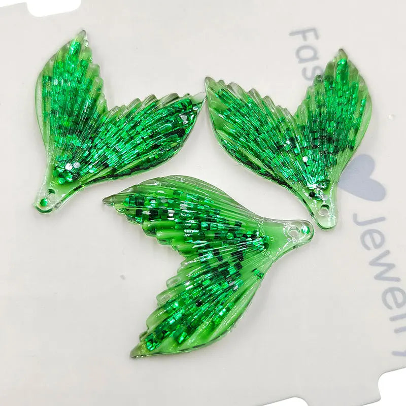 10pcs/lot DIY flat back resin glitter mermaid tail cabochons accessories for kids hair clothes brooch jewelry accessories