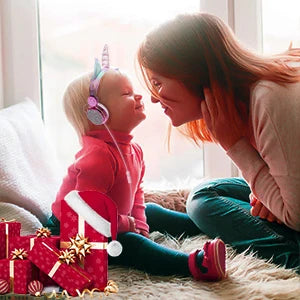 Unicorn Kids Pink Headphones for Girls Children Teens Wired Headset w/Microphonefor School Birthday Xmas Unicorn Gift