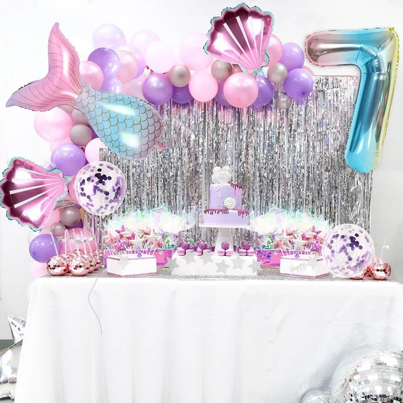 Mermaid Party Disposable Tableware Banner Mermaid Birthday Party Decorations Girl Under the Sea Party Decoration Baby Shower