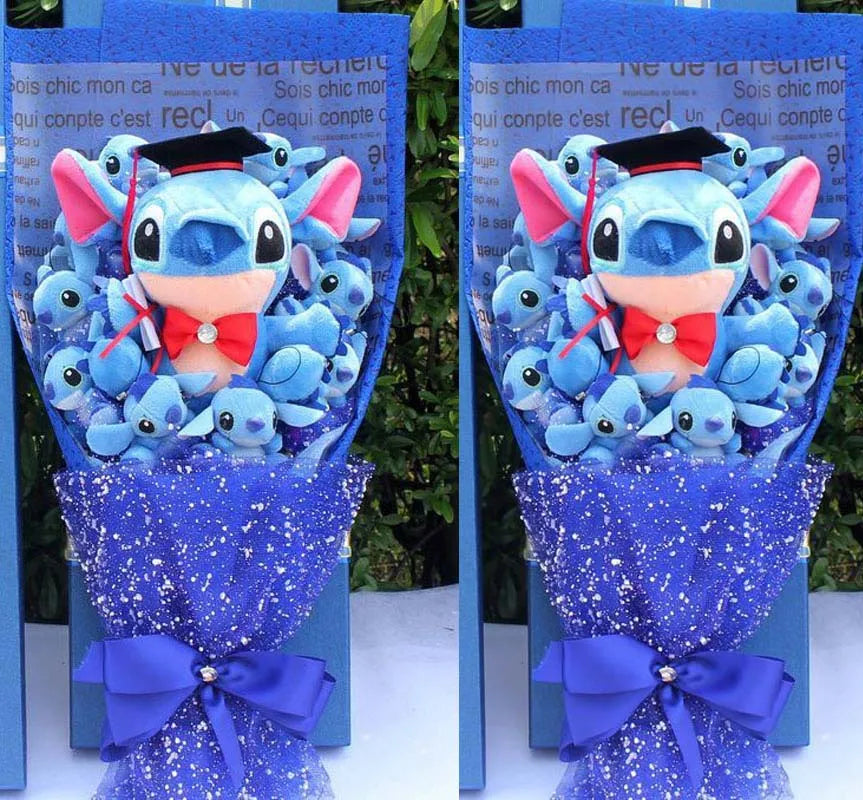 Cartoon Lilo Stitch Plush Doll Toys Rose Bouquet Gift Box Stitch Soft Stuffed Dolls Stich Plush Bouquets for Kids Birthday Gifts