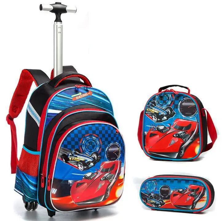 3pcs School Wheeled bag set with lunch box Kids SchooTrolley Bag wheels Wheeled backpack for boys Travel luggage Trolley Bag