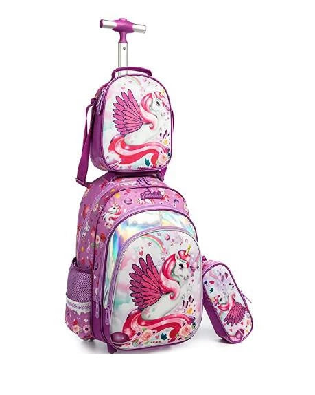 3pcs School Wheeled bag set with lunch box Kids SchooTrolley Bag wheels Wheeled backpack for boys Travel luggage Trolley Bag