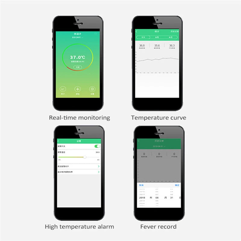 LCD Bluetooth Children Kids Thermometer Digital Fever Thermometer Intelligent Thermometer Reminder Baby Health Care APP Control