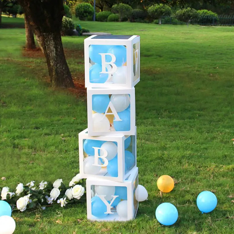 Transparent Baby Shower Box Boy Girl Birthday Decor 1st One First Birthday Wedding Party Decor Christening Babyshower Supplies