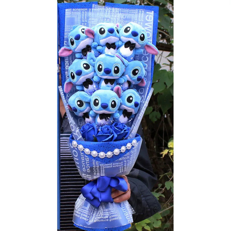 Cartoon Lilo Stitch Plush Doll Toys Rose Bouquet Gift Box Stitch Soft Stuffed Dolls Stich Plush Bouquets for Kids Birthday Gifts