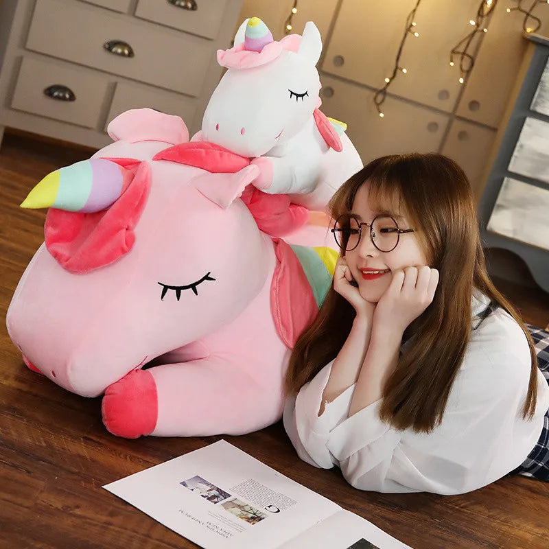 25-100CM Giant Size Unicorn Plush Toy Soft Stuffed Cartoon Unicorn Dolls Animal Horse High Quality Birthday Gift