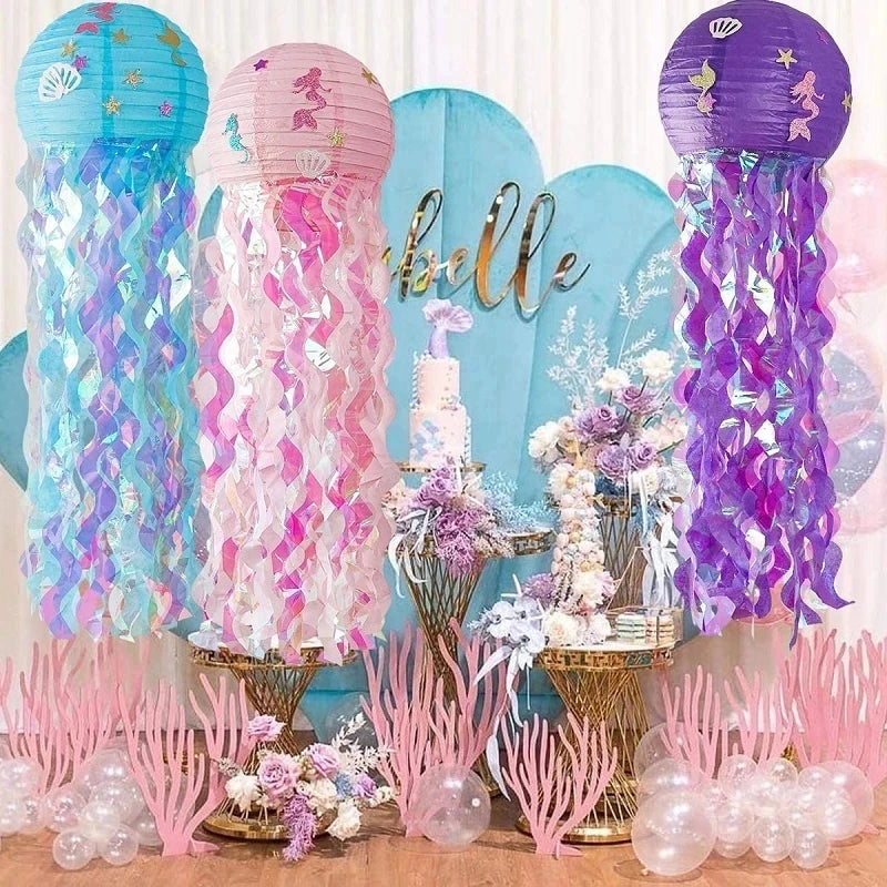 Little Mermaid Party Decoration Mermaid Disposable Tableware Happy 1st Birthday Party Decorations Kids Baby Shower Girl Supplies