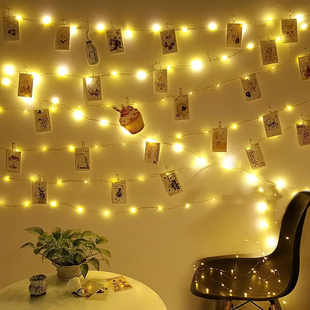 Photo Clip Light Banner Wedding Decoration Birthday Party Decor Kids Girl Boy Baby Shower Banner Christmas Decoration 2023