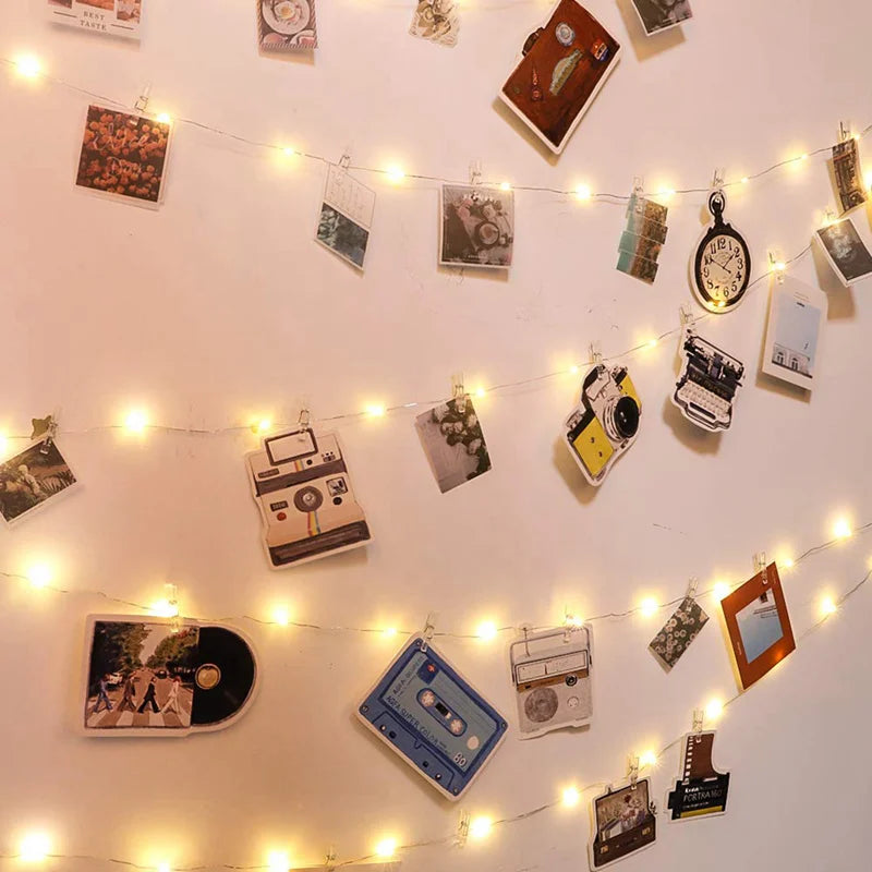 Photo Clip Light Banner Wedding Decoration Birthday Party Decor Kids Girl Boy Baby Shower Banner Christmas Decoration 2023