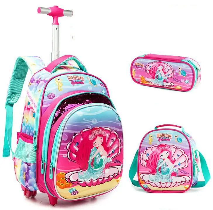 3pcs School Wheeled bag set with lunch box Kids SchooTrolley Bag wheels Wheeled backpack for boys Travel luggage Trolley Bag