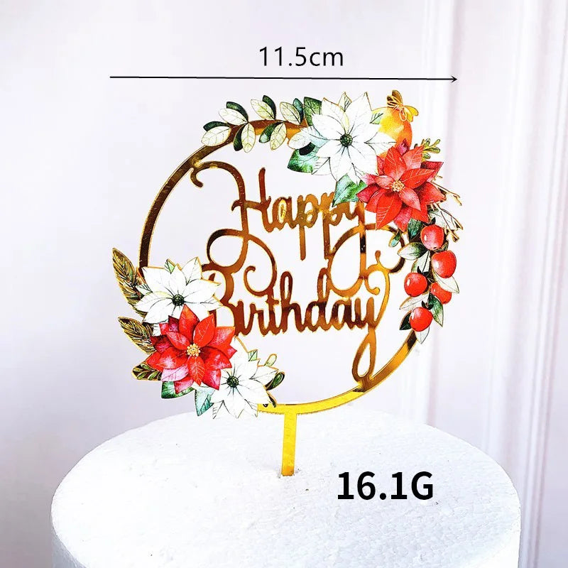 Rose Gold Birthday Party Cake Decorating Tools Happy Birthday Girl Boy Acrylic Cake Topper Baby Shower Dessert Accessories Tools
