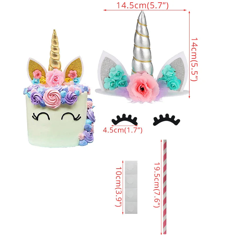Unicorn Girls Cake Topper Kids 1st Birthday Decor Cloud Rainbow Balloon Cupcake Toppers Baby Shower Christening Cake Decorating