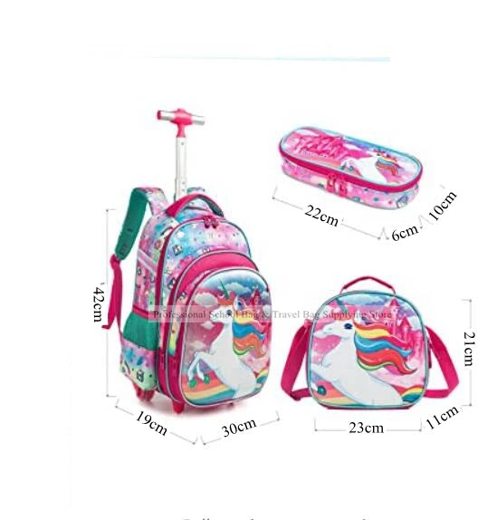 3pcs School Wheeled bag set with lunch box Kids SchooTrolley Bag wheels Wheeled backpack for boys Travel luggage Trolley Bag