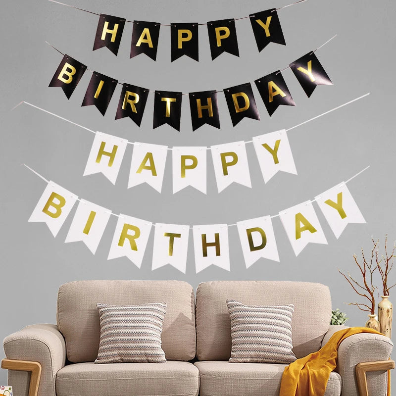 NEW Happy Birthday Banner Bunting Flag Party Decoration Kids Decor Children's Ornament Baby Colorful Girl Boy Parti Supplies