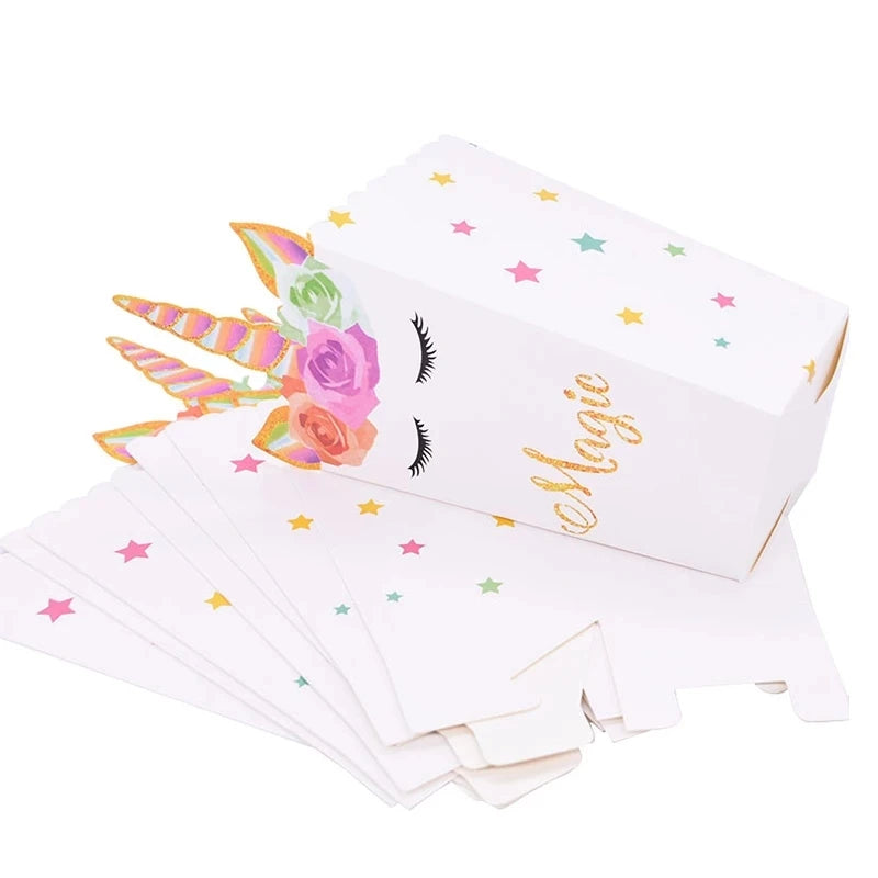 Unicorn Paper Candy Gift Bag Unicorn Party Cookie Popcorn Box for Kids Girl Birthday Party Decoration Supplies Baby Shower Favor