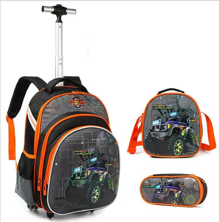 3pcs School Wheeled bag set with lunch box Kids SchooTrolley Bag wheels Wheeled backpack for boys Travel luggage Trolley Bag