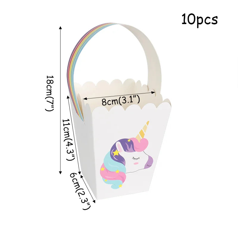 Unicorn Party Supplies Paper Popcorn Box Cookie Gift Box Bag Kids Unicorn Theme Birthday Party Decoration Baby Shower Supplies