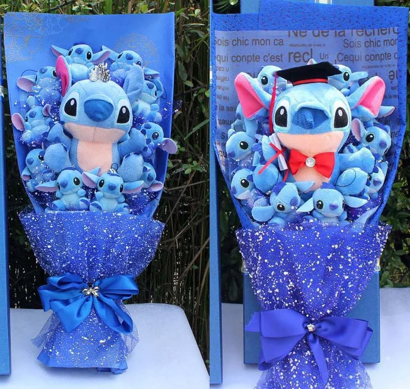 Cartoon Lilo Stitch Plush Doll Toys Rose Bouquet Gift Box Stitch Soft Stuffed Dolls Stich Plush Bouquets for Kids Birthday Gifts