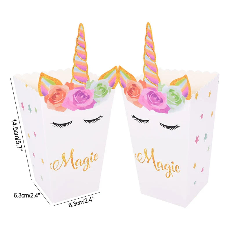 Unicorn Paper Candy Gift Bag Unicorn Party Cookie Popcorn Box for Kids Girl Birthday Party Decoration Supplies Baby Shower Favor