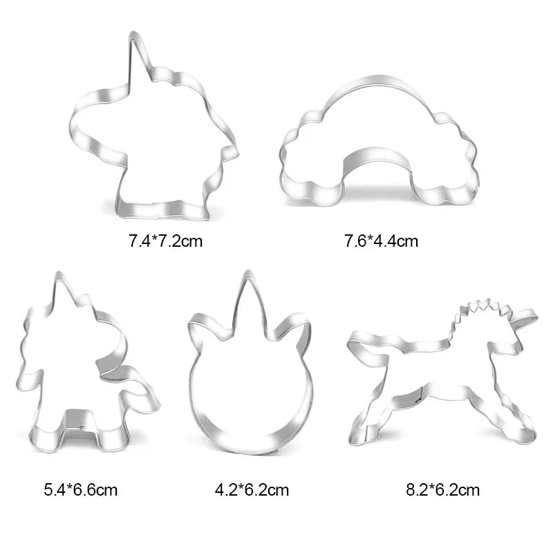 5Pcs/set Cartoon Unicorn Cookie Cutter Mould Fondant Cake Biscuit Mold Baking Tools Unicorn Birthday Party Decoration Supplies