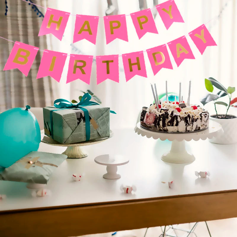 NEW Happy Birthday Banner Bunting Flag Party Decoration Kids Decor Children's Ornament Baby Colorful Girl Boy Parti Supplies