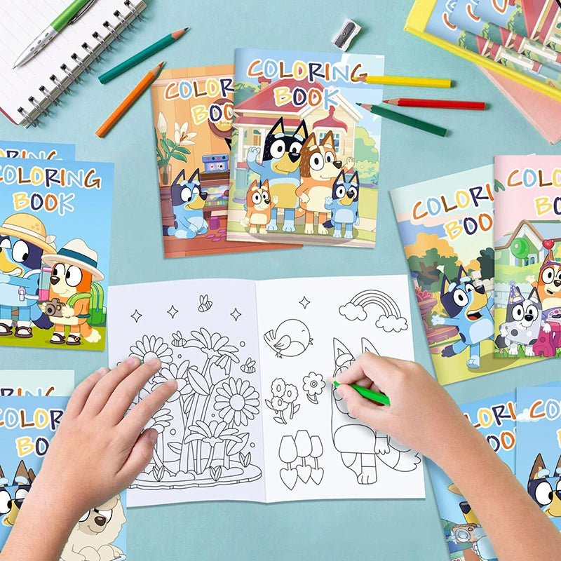 Bluey And Bingo Diy Coloring Drawing Book Anime Cartoon Color Graffiti Painting Book Education Puzzle Toys For Kids