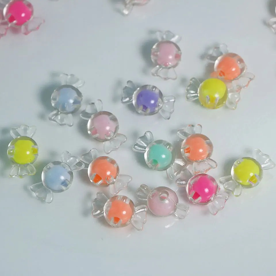 Transparent Candy Beads In Beads For Jewelry Making DIY Kids Hair Accessories Phone Chain Keychain Bracelet Pet Necklace Charms