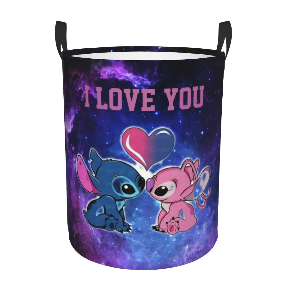 Custom I Love Stitch Laundry Basket Collapsible Toy Clothes Hamper Storage Bin for Kids Nursery