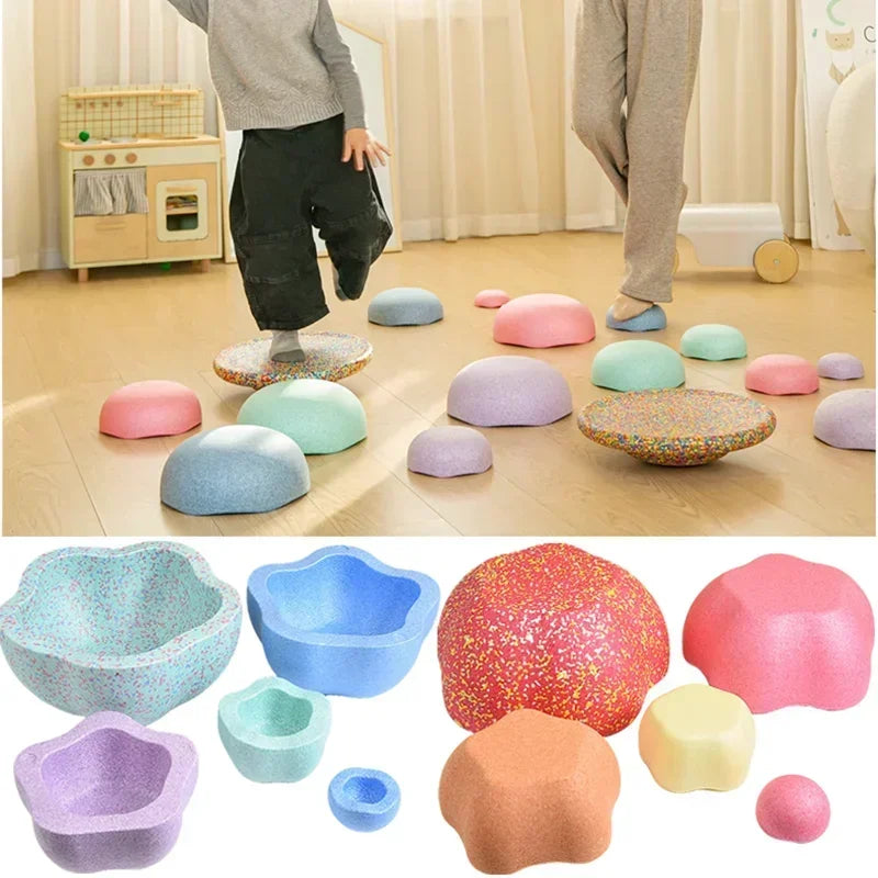Children's Balance Training Foam Step Sensory Tube Assisted Outdoor Games Stacking Stones Flower Balance Sports Baby Toys Gifts