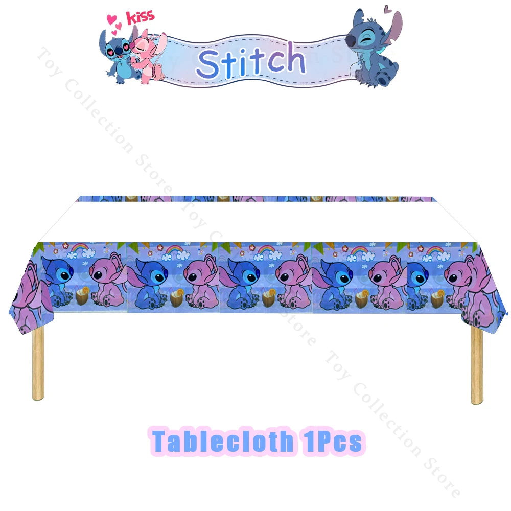 Lilo and Stitch Cartoon Children's Birthday Party Decoration Paper Plate Latex Foil Ballon Tablecloth Baby Shower Party Supplies