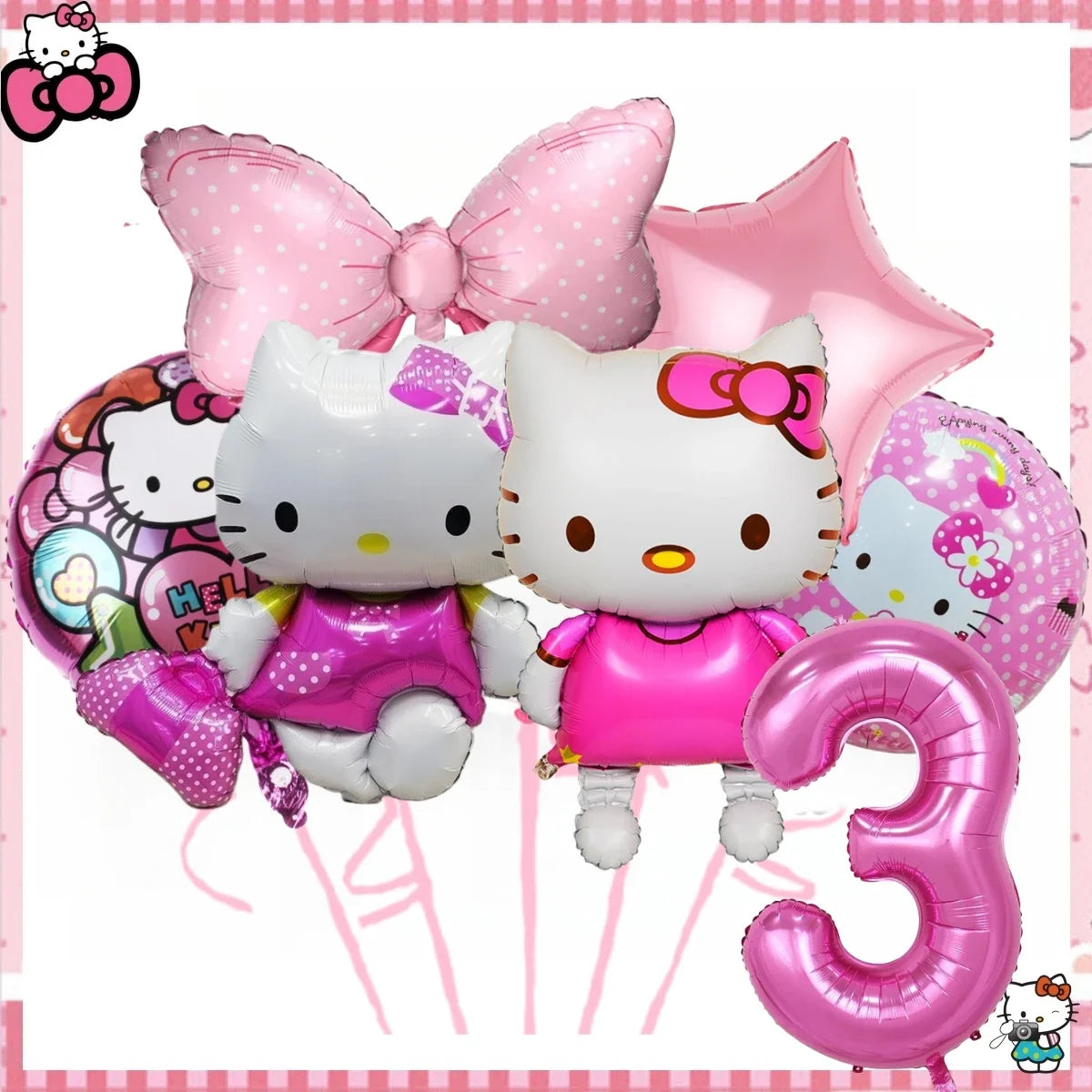 Hello Kitty Birthday Party Decorations Kawaii Cat Tableware Plate Tablecloth Baby Shower DIY stickers Girls Gifts Party Supplies