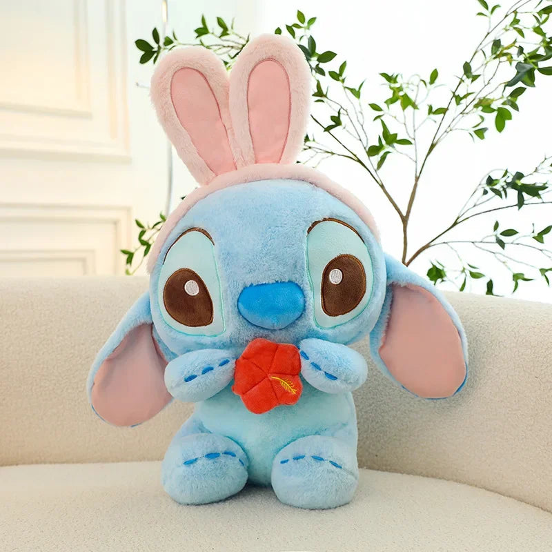 New Blue Pink Lilo & Stitch Hug The Duck Doll Cartoon Angel Plush Toy Cute Anime Soft Stuffed Kawaii Children's Birthday Gift