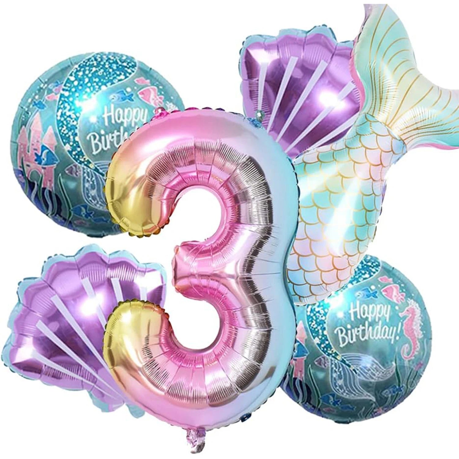 Mermaid Balloon 32 inch Digital Aluminum Foil Balloon Children's Birthday Party Decoration Baby Shower Decoration