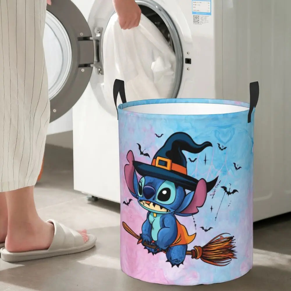Customized SLilo And Stitch Cartoon Laundry Hamper Large Storage Basket Anime Kids Nursery Toy Organizer