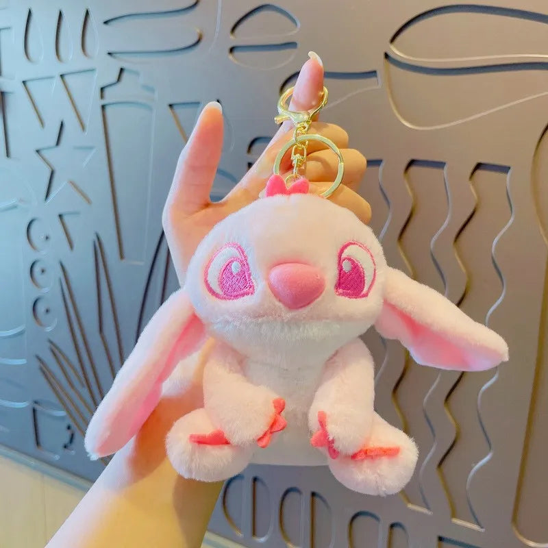 New Blue Pink Lilo & Stitch Hug The Duck Doll Cartoon Angel Plush Toy Cute Anime Soft Stuffed Kawaii Children's Birthday Gift