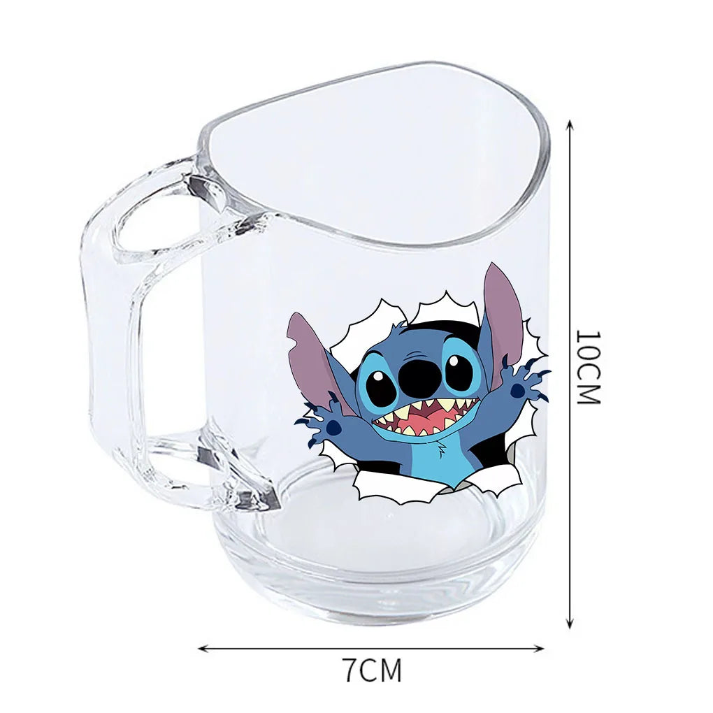 Stitch Lilo and Stitch animation peripheral cartoon printed transparent resin mouthwash and toothbrush cup anti-fall water cup