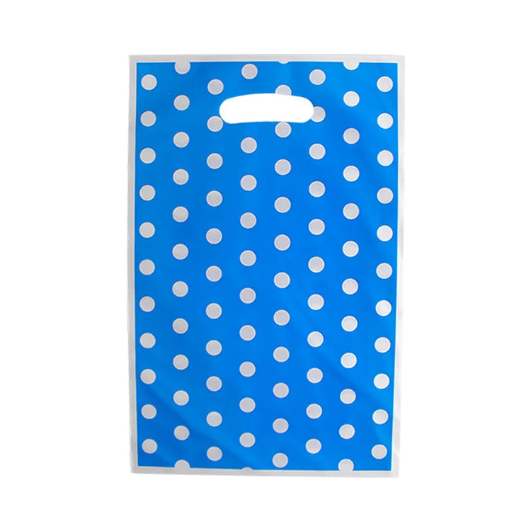 20pcs Printed Gift Bags Polka Dots Plastic Candy Bag Child Party Loot Bags Boy Girl Kids Birthday Party Favors Supplies Decor