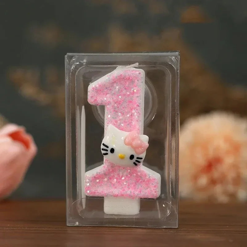 Kawaii Hello Kitty Number Birthday Candle Sanrio Kitty Cat Digital Candles Birthday Cake Decoration Anniversary Party Candles